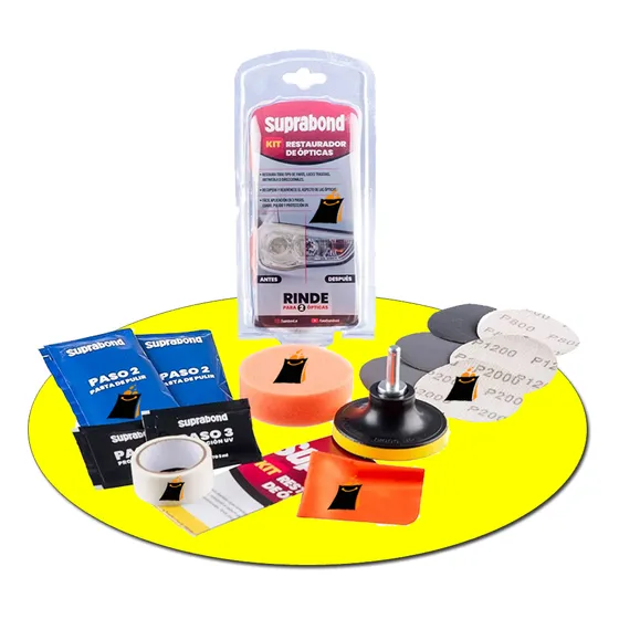 Kit Restaurador Opticas Faro Pulido Lijado Rayones Suprabond