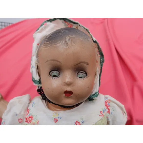 Muñeca Antiguo Bebote Bebe Juguete Abre Ojos Pasta Famil