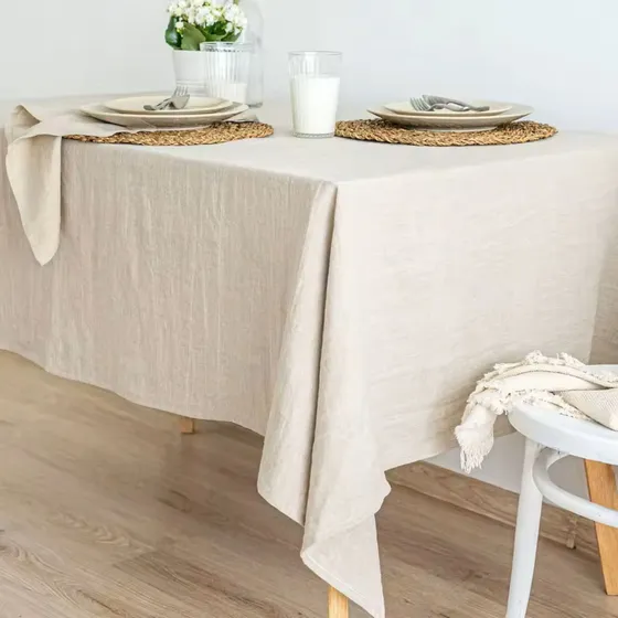 Toalha De Mesa 4 Lugares Quadrada Linho Cru Rústica Luxo