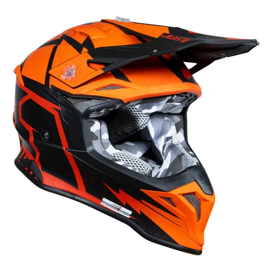 Casco Motocross J39 Poseidon Fluo Orange Red Black Just 1