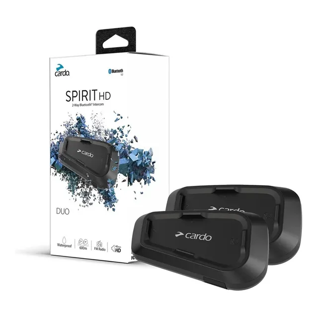 Intercomunicador para motos Cardo Spirit HD DuoSPRT0102 color negro por 2unidades