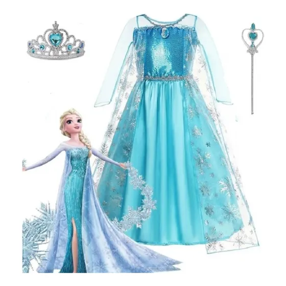 Disfraz Frozen Elsa Para Niña Vestido + Accesorios Importado