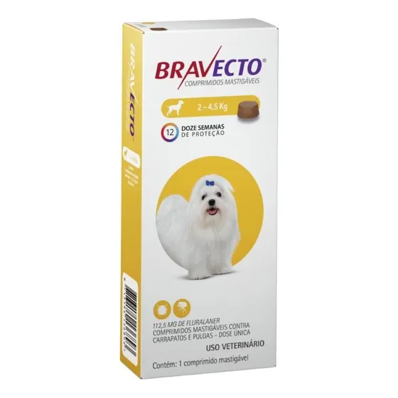 Bravecto 112,5Mg Fluralaner Antipulgas e Carrapatos para Cães de 2Kg a 4,5Kg