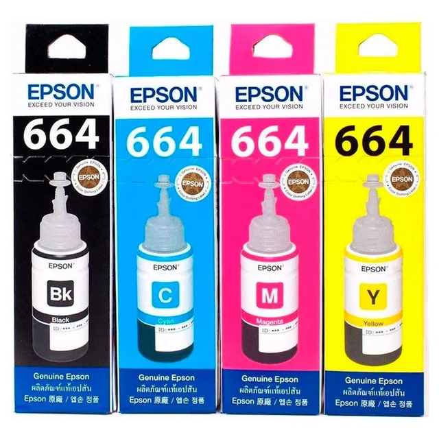 Kit 4 tintas Epson T664 Ecotank tinta continua L120 L310 L380 L395 L575 L1300 tinta colores