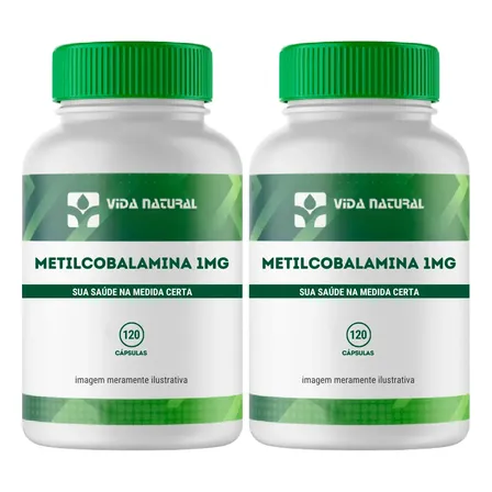Kit Com 2 Vitamina B12 (metilcobalamina) 1mg 120 Cápsulas Sabor Sem sabor