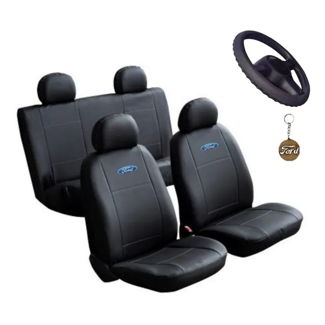 Kit Capa Banco De Carro Couro Fiesta Hatch +capa De Volante