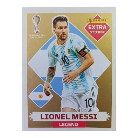 Figurita Extra Sticker Lionel Messi Gold Oro Mundial 2022