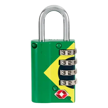 Cadeado Tsa P/ Mala Com 4 Segredos Brasil Pado Verde/Amarelo(Brasil)