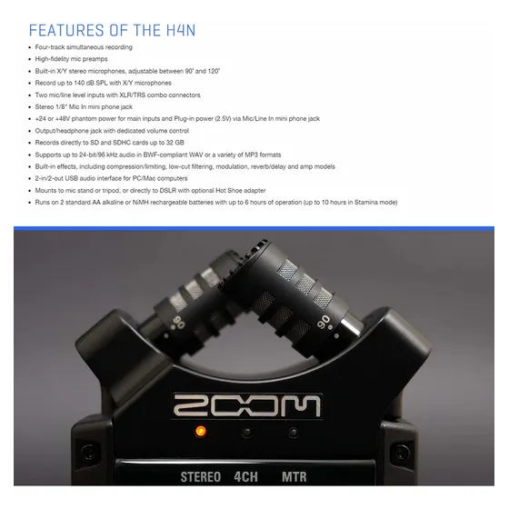 Zoom H4n Pro Grabadora Portatil 4 Entrada Pista Capsula