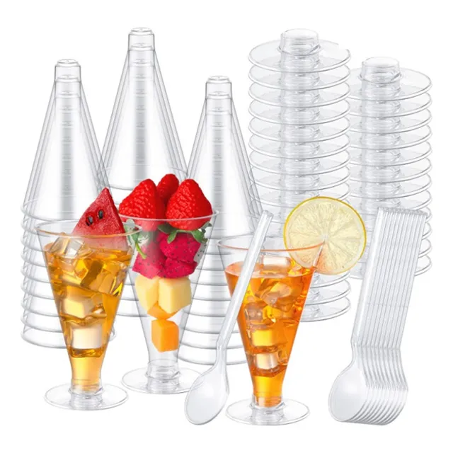 50 Copas Desechables Para Fiesta Postres Plástico 5.5oz