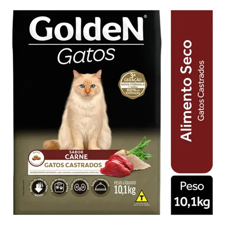 GRação Golden Premium Especial Gatos Adultos Castrados Carne 10,1kg
