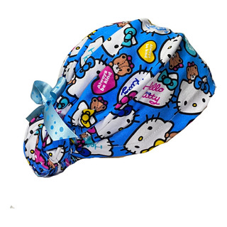 Gorro Quirúrgico Hello Kitty Azul Listones - Antisudor Gorro Quirúrgico Hello Kitty Azul Listones - Antisudor