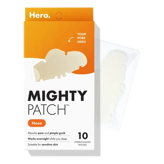Hero Mighty Patch Nose Parches Nariz, para Imperfecciones, 10 und, Poros, Limpiar Puntos Negros e Impurezas, Hidrocoloide de Grado Médico, Parche para puntos negros, Skincare y Ciudado de la Piel