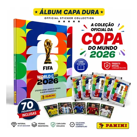 Álbum Copa Do Mundo 2026 Capa Dura Fifa + 70 Figurinhas