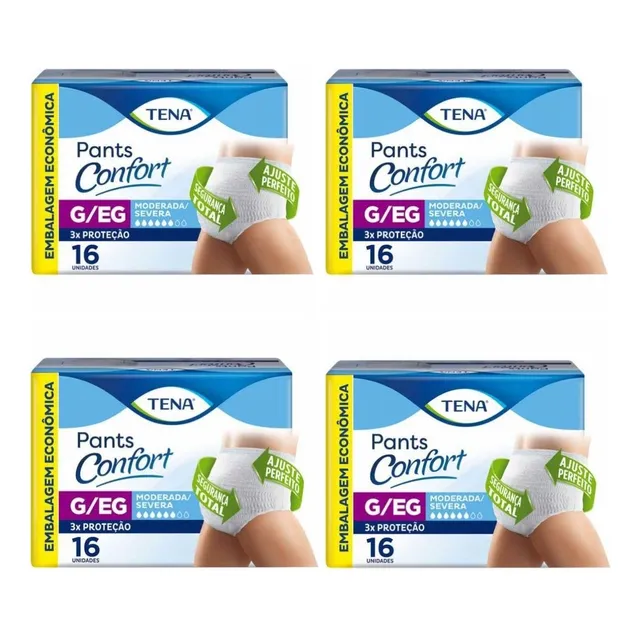 Kit 4 Fralda Geriátrica G/eg Adulto Tena Pants 4x16 Un