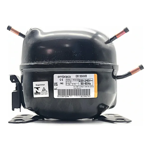 Motor Compressor 1/6 Hp Em55hhr Gás R134a Embraco 220v