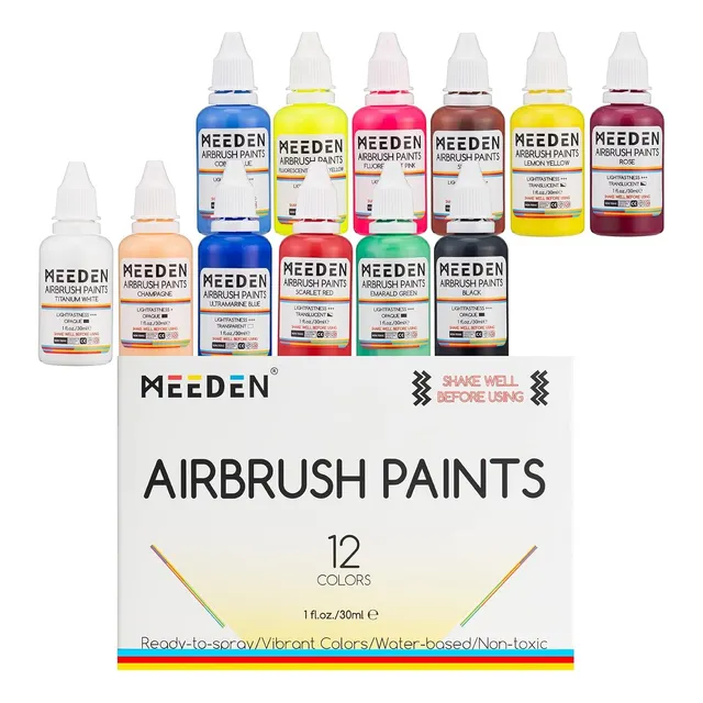 Kit De Pintura Para Aerógrafo De 12 Colores 1.0 Fl Oz