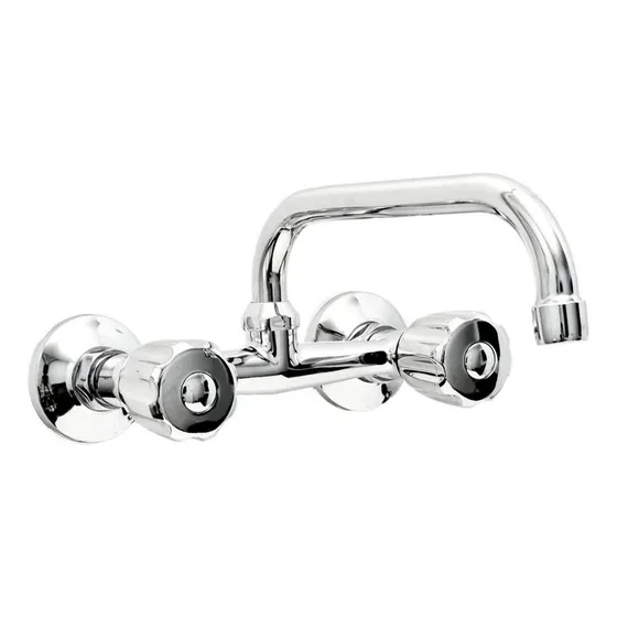 Grifería Cocina Pared Exterior Aq6000 Aqualaf 5002 Pico U Acabado Cromado Cierre Compresion