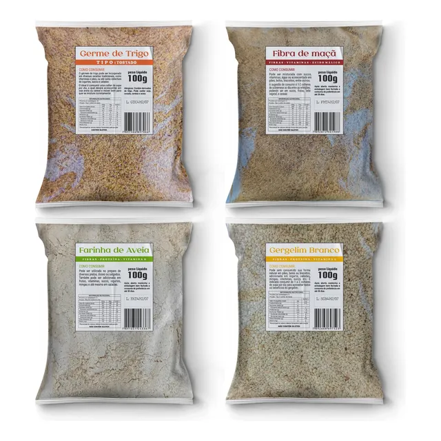 Germe De Trigo, Fibra De Maçã, Gergelim, Aveia (todos 100g)