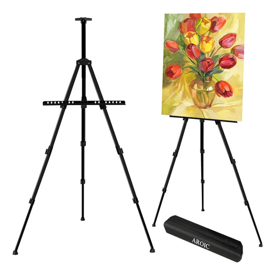 Caballete Metálico Trípode De Aluminio, 167 Cms, Arte Color Negro