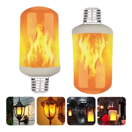 Lâmpada Led Efeito Fogo Chama 9w E27 Bivolt Âmbar 1800k Cor