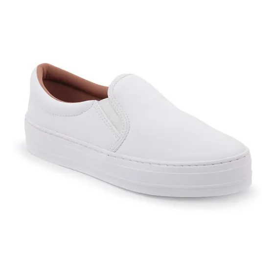 Tênis Slip On Feminino Liso Flatform Casual 