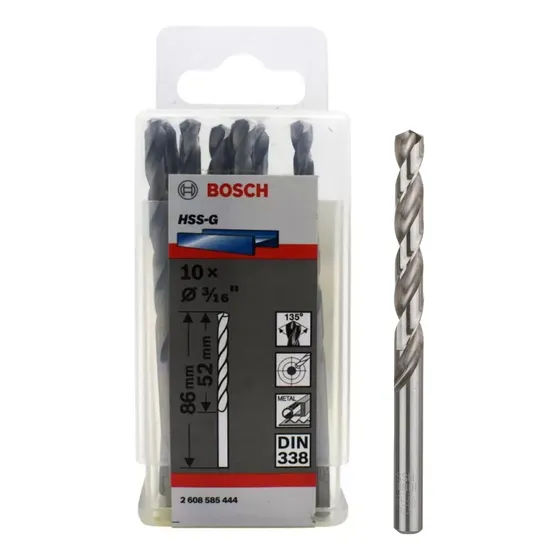 Juego 10 Brocas Cilíndricas Bosch Hss-g 86mm 3/16 2608585444