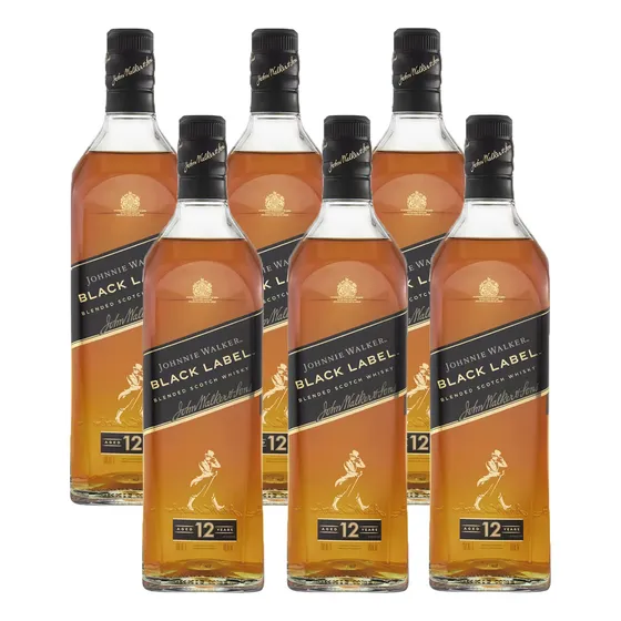 Johnnie Walker Black Label Blended Whisky 1 Litro 6 Pck 6 Pz