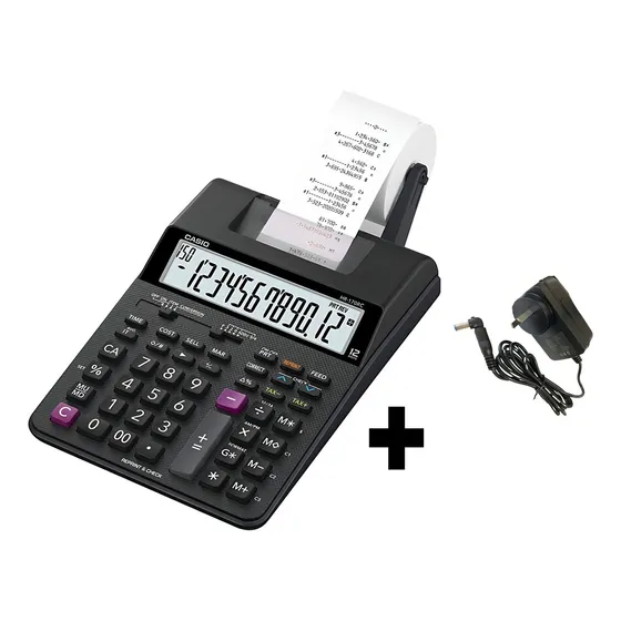 Calculadora De Rollo Casio Hr170rc Mas Adaptador Incluido Color Negra