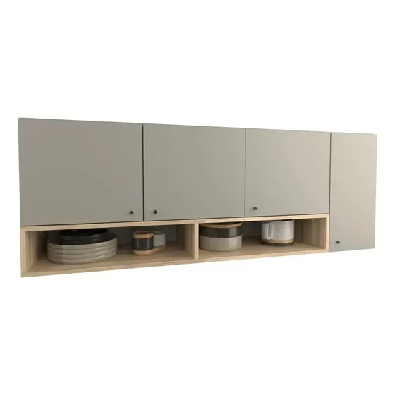 Alacena 140cm con 4 Puertas y 2 Estantes Tiradores Metal