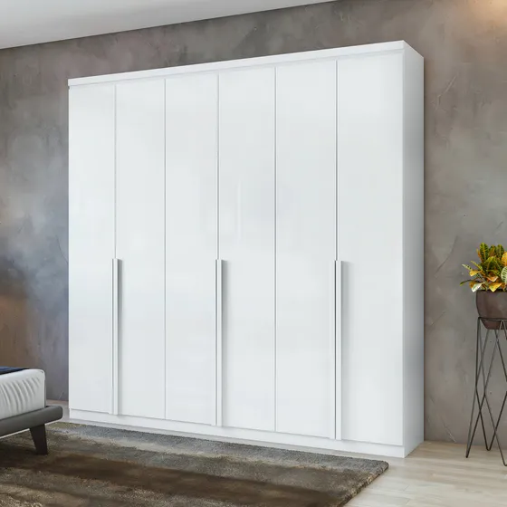 Guarda roupa casal com 6 portas Alonzo cor Branco Móveis Lopas