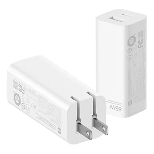 Cargador Turbo 65w Xiaomi 1 Salida Usb + 1 Tipo C Con Cable