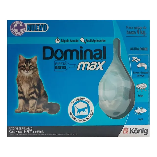 Pipeta Antipulgas Dominal Max Para Gatos Hasta 4 Kg