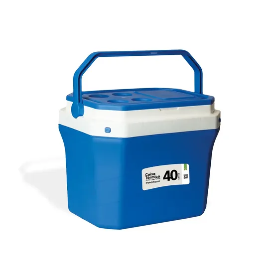 Caixa Térmica Azul 40l Paramount Grande Capacidade Cooler Portátil Resistente Conserva Gelo E Bebidas Ideal Praia Camping Churrasco Viagem Alta Durabilidade Tampa Segura Fácil Transporte