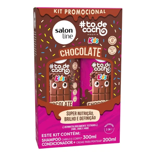 Kit Shampoo Condicionador Chocolate Kids Nutrição Salon Line