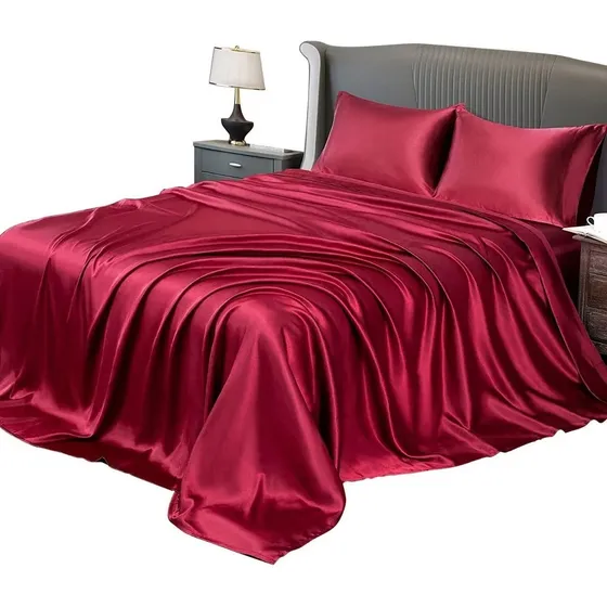 Conjunto De Cama Doble Matrimonial 1800 En Satén 4 Piezas