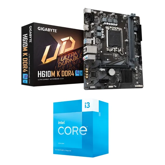 Kit Upgrade Intel I3 12100f + H610m-k Ddr4 Micro Atx Cor Preto