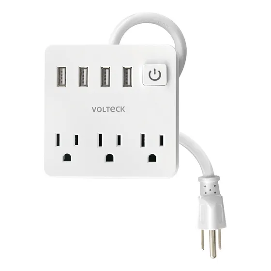 Multicontacto 3 Entradas 4 Puertos Usb Volteck MUL-3U Blanco