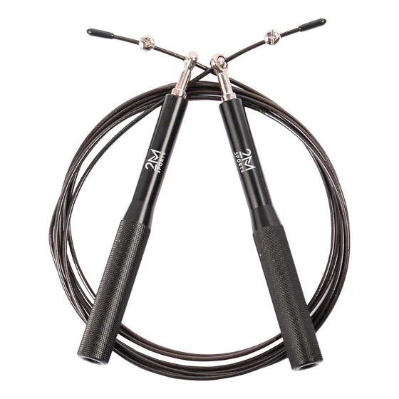 Soga Cuerda De Saltar Aluminio Speed Rope C/rulemanes Boxeo Negro 2m Sports