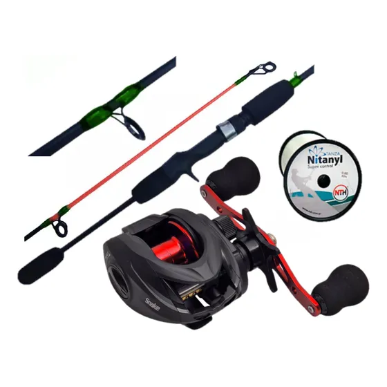 Combo Pesca Kayakfishing Reel Huevito + Caña 2 Tramos + Nyon