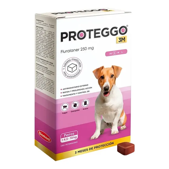 Antipulga Masticable Proteggo Para Perros De 4.5 - 10 Kg Color Rosa Chicle | Cuotas sin interés