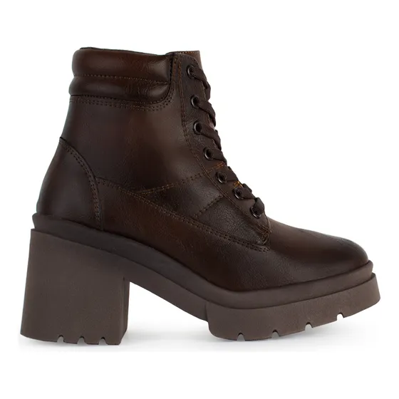 Bota Corta Mujer Tacon Ancho Agujeta Casual Botin Para Dama