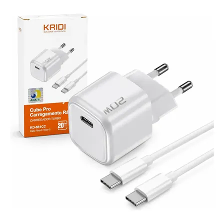 Carregador 20w Turbo Pd Tipo C Para iPhone 15 16 17 Branco