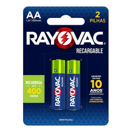 02 Pilhas Aa Recarregáveis 1350mah Rayovac 1 Cart C/ 2 Unid