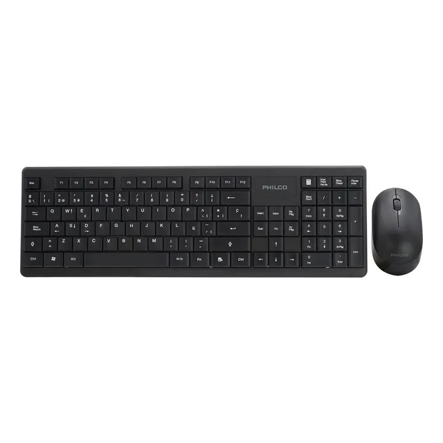 Kit Pro Teclado + Mouse Inalámbrico Spt6314 Negro, Philco Mouse Negro Teclado Negro
