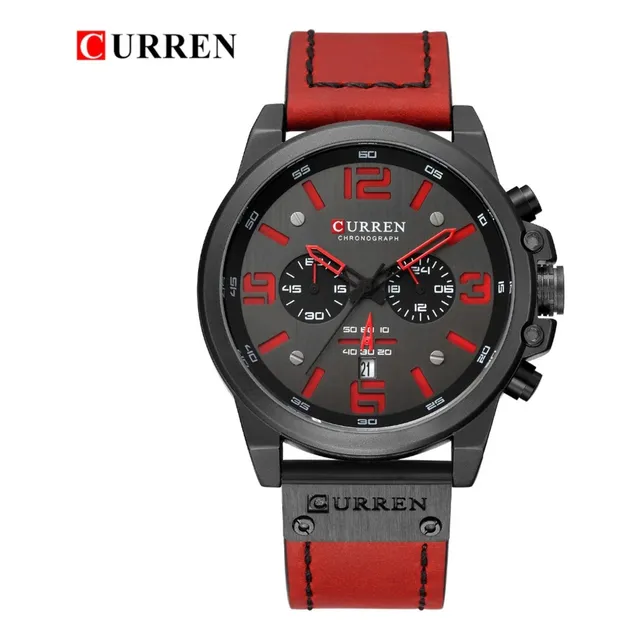 Reloj Lujo Curren Con Cronógrafo Correa Cuero Original