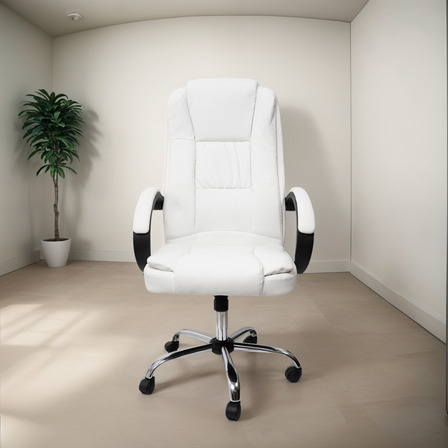 Sillon Ejecutivo Oficina Escritorio Premium Silla Gerencial Color Blanco Material Del Tapizado Cuero Sintético Sillon Ejecutivo Oficina Escritorio Premium Silla Gerencial Color Blanco Material Del Tapizado Cuero Sintético