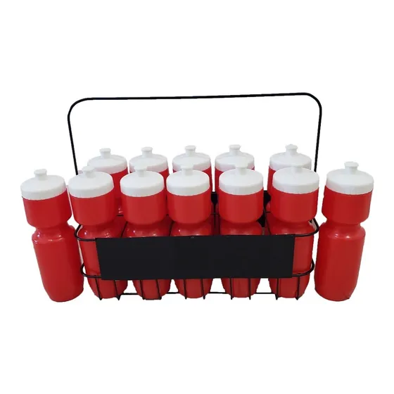 Canasto + 12 Caramañolas 750cc Botellas Hidratacion 