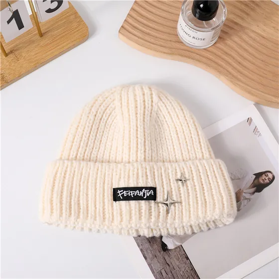 Gorro De Lana De Alta Gama Para Mujer, Otoño-invierno, Cálid