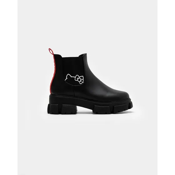 Botas Para Mujer Hello Kitty Estilo Chelsea Color Negro